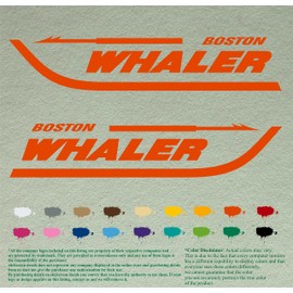 Pair 12" Boston Whaler Compatible Replacement Decals *Orange* Vinyl Stickers Boat Outboard Motor Set of 2