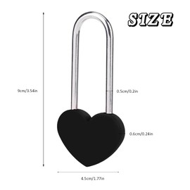 VeYocilk 2PC 3.5" 50mm Love Lock Heart Padlock,Black Single Heart Wish Lock for Lovers Wedding,Valentines,Anniversary,Travel, Valentines Day, Bridge(NO Key)