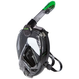 Seac Libera Full Face Snorkeling Mask with Quick Release Buckles, Black/Green, L/XL