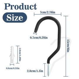 MAQIHAN 10 Heavy Duty Wall Mount Storage J Hooks - Bicycle & Ladder Hangers, Garden Yard Tools Organizer