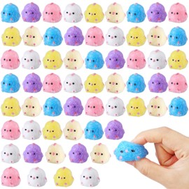 Civaner 60 Pcs Mini Taba Toy Small Chick Sensory Toys Party Favors for Kids and Adults Cute Soft Mochi Fidget Stress Relief Chicken Toys for Birthday Party Christmas Office Stocking Stuffer Gift