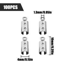 HAIKING Fold Crimp Ends Caps Tips, 100 PCS DIY Buckle Jewelry Making Clasp for Jewelry Making, Leather, Ribbon Making (10x4 mm/0.39x0.15 in)