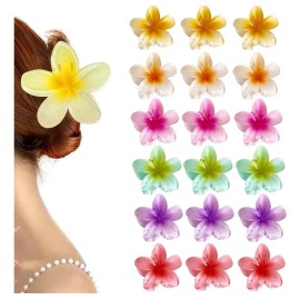 18pz Pinzas Para Pelo Con Forma De Flor De Plumeria Hawaiana