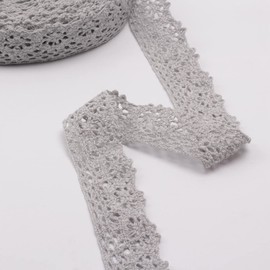 15 yardas de 2,8 cm de ancho, cinta de encaje vintage, borde festoneado para decoración de boda nupcial, paquete de Navidad, suministros de costura para manualidades (gris, 2,8 cm)