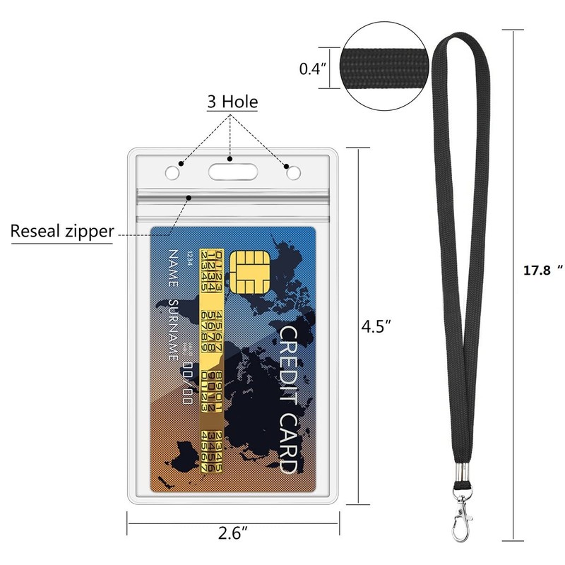 2Pack ID Badge Holder with Lanyards- Heavy Duty Clear ID