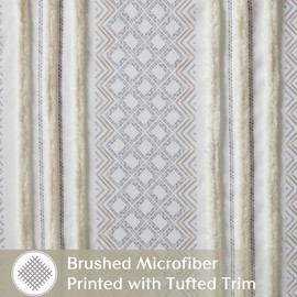 INK+IVY Window Curtain for Living Room Geometric Print Tufted Accent Modern Curtain Window, Light Blocking Living Room Drape for Bedroom, 2 Panels Pack Fits 1.25" Rod, Ebby, 2-PK 50x84 White/Taupe