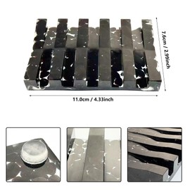 vinsiora Dual Draining Soap Dish for Shower Bathroom Kitchen Sink, Black Translucent Bar Soap Holder with Inclined Ridges, Fast Draining Soap Saver Tray with Non‑Slip Feet