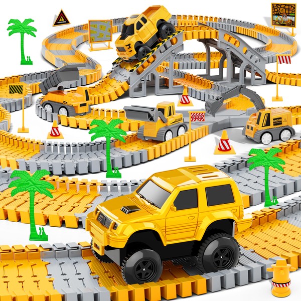 Dinosaur Race Track Car Toy, 252 Pcs Create A Dinosaur