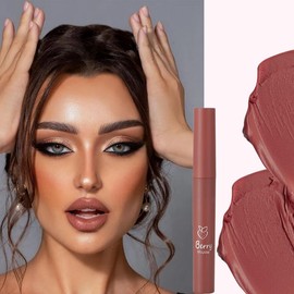 Nude Matte Lipstick Set, Lip Gloss Sets Liquid Lipsticks Long-Lasting Non Stick Cup, Pink Moisturizing Waterproof Smooth Velvet Lip Stain for Women Makeup(3Pcs)