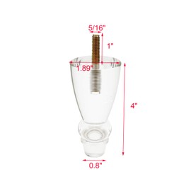 Geesatis Premium 4 inch Clear Acrylic Furniture Legs (Set of 4) - Lucite Clear Design for Sofa, Coffee Table, Desk, Cabinet, Bed, Ightstand, Dresser & DIY Upgrades - Includes Mounting Plates & Screws