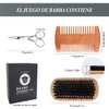 Kit para Barba Hombre, Cepillo, Peine y Tijeras, Set de