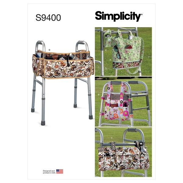 Simplicity Sewing Pattern S9400 Mobility Walker Accessories, Bag and Organiser