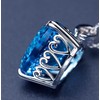 Blue Crystal Topaz Pendant Ocean Heart Shaped Necklace 925 Sterling