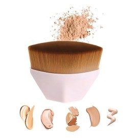 Set 2 Brochas Kabuki Planas Para Maquillaje Base Corrector Color Negro Y Rosa