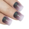 Falsche Nägel Bling Art Grun Braun Gel Ombre Französisch Squoval
