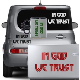 in God We Trust Vinyl Decal Sticker for Car, Laptop, Phone. Design #2. (Black, 8" x 4")
