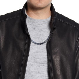 GAVU Men's Healing Crystal Snowflake Obsidian Beaded Necklace 65cm