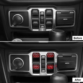 CheroCar for Jeep JL Window Switch Button Cover Trim Interior Accessories for Jeep Wrangler JL JLU Gladiator JT 2018-2021 (Red Carbon Fiber)