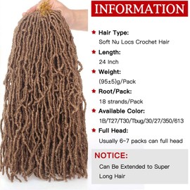 Xtrend 24 Inch 7 Packs New Faux Locs Crochet Hair Long Blonde Pre looped Gypsy Locs Crochet Hair Synthetic Goddess Faux Locs Braids Hair Natural Wavy Dreadlock Braids Hair Extensions 18strands/pack 27#