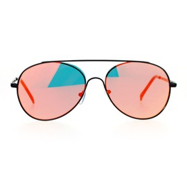 SA106 Ulta Flat Mirrored Mirror Lens Exposed Lens Flat Top Pilot Sunglasses Black Red