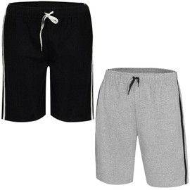 True Face 2 Pack Mens Shorts Loungewear Stretch PJ Nightwear Pjyama Bottoms Sleepwear Pants Black/Grey 2XL