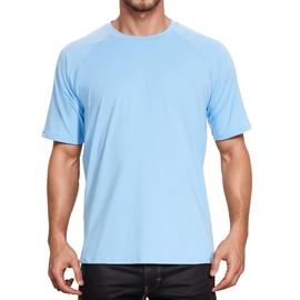 Peakwell Men's UV Protection T-Shirts Rash Guard UPF 50+ Sports Shirts Outdoor Functional Shirts Short Sleeve (Light Grey, XL)