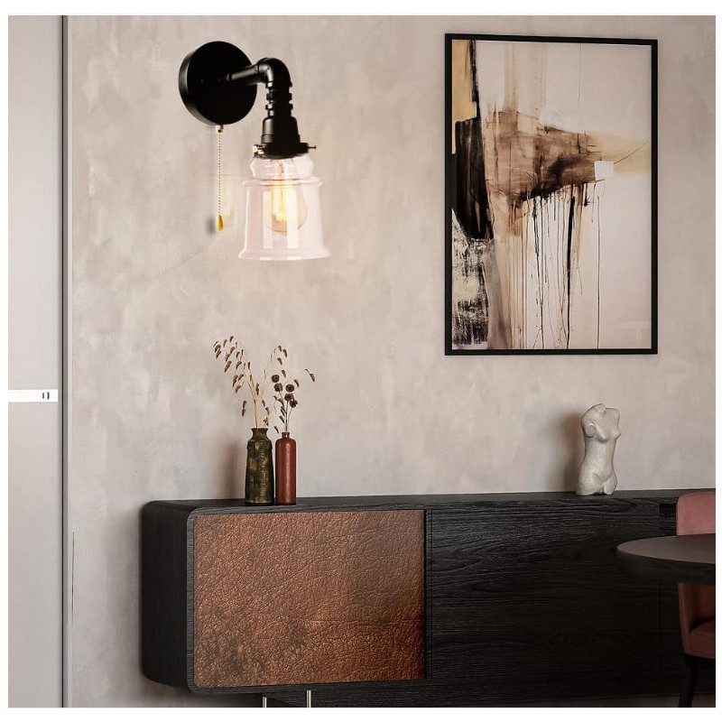 VinTopsh Industrial Glass Wall Sconce, 1 Light Sconces Wall Lighting