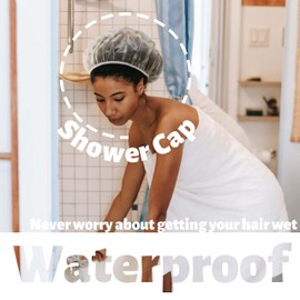 Gorro de ducha, 12 gorros de ducha de plástico, gorros de ducha para mujer, reutilizables, impermeables, con banda elástica, estampado de flores, para ducha, spa y salón