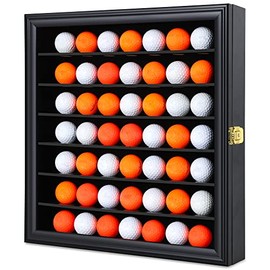 Zmiky 49 Golf Ball Display Case Cabinet Wall,Golf Ball Display Rack ,Golf Gift for Golf Enthusiast Collectibles with 98% UV Protection Acrylic Door(Black)