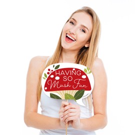 Big Dot of Happiness Funny Wild Mushrooms - Red Toadstool Party Photo Booth Props Kit - 10 Piece