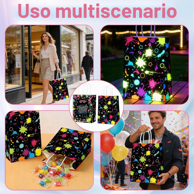 MFCGHXR Sacchetti Regalo Neon Fluorescenti per Feste: Set da 10