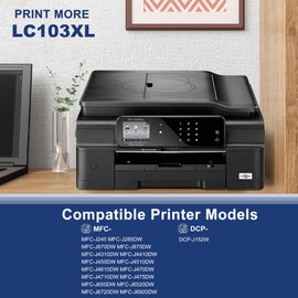 LC103 LC103XL High Yield Ink Cartridges Replacement for Brother LC103XL LC101 Work with MFC-J870DW MFC-J6920DW MFC-J6520DW MFC-J450DW MFC-J470DW (2 Black, 1 Cyan, 1 Magenta, 1 Yellow, 5 XL Pack)