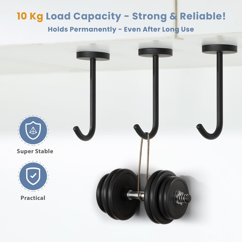 Mooche 4Pcs Ceiling Hooks Black,Ceiling Hook for Hanging Plants, 107MM