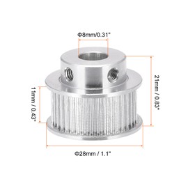 Rebower Timing Belt Pulley Aluminium Synchronous Wheels with Screw [for 3D Printers 10 mm Wide Belt CNC Machines] - 40 Teeth 8 mm Bore / Silver Tone / Pack of 2
