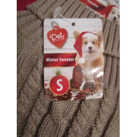 Pet Central Dog Winter Sweater Brown Sweater Small S