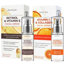 Skin 2.0- Suero de día con vitamina C y colágeno  Suero de noche con retinol y vitamina E                                                             