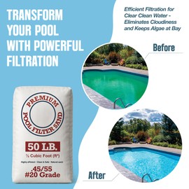 Play22 20 Grade Pool Filter Sand - Pool Sand, 50 Pound Bag Silica Sand for Pool Filter, Non Staining, Non Corroding, for Above Ground and Inground Swimming Pool Care