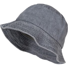 styleBREAKER 04025045 Unisex Fishing Hat Plain Vintage Washed Look Bucket Hat Fabric Sun Hat Plain Colours, gray