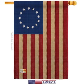 Betsy Ross Vintage House Flag Set Americana US Historic July Memorial Veteran Independence United State American Small Decorative Gift Yard Banner Made In USA 28 X 40
