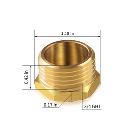 ZKZX Brass 3/4"" GHT Garden Hose End Cap,3/4"" GHT Garden Hose End Plug,Garden Hose Male and FemaleThreaded End Cap Plug (2male)