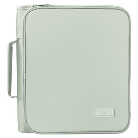 SUNEE Zipper Binder Bag with Handle, 2-Inch 3-Ring O-Ring, 500-Sheet Capacity, Includes Zip Pocket, 5-Tab Expanding File Folder, Multi-Pocket Organizer Binder for Middle School, Sage Green