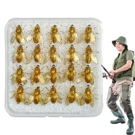 Fly Fishing Bait,20X Bee-Shaped Fly Fishing Lures | Realistic Saltwater and Freshwater Tackle with Case for Lake River Pond Deep Sea Bass Tuna Pike Trout