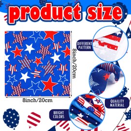 Irenare 100 Pcs 8 x 8 Inch Cotton Patriotic Fat Fabric 4th of July Fabric Bundle Squares Quilting Memorial Day American Flag Star Printed Material Sewing Patchwork Fabric for Independence Day Craft