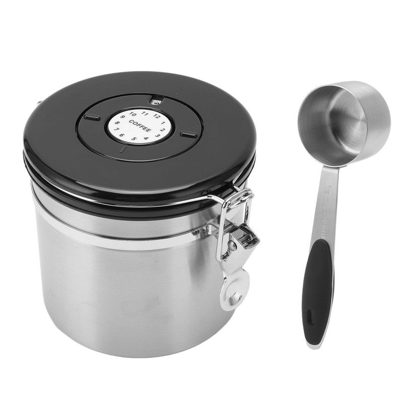 Coffee Bean Storage Stainless Steel Airtight Container Coffee with 30ml