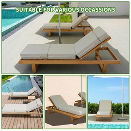 DoCred Chaise Lounge Cushions Outdoor Set of 2, 72x21x5 Inch Thick Waterproof Outdoor Furniture Cushions with Removable Cover, Sun Lounger Replacement Cushions for Outdoor Furniture, Beige