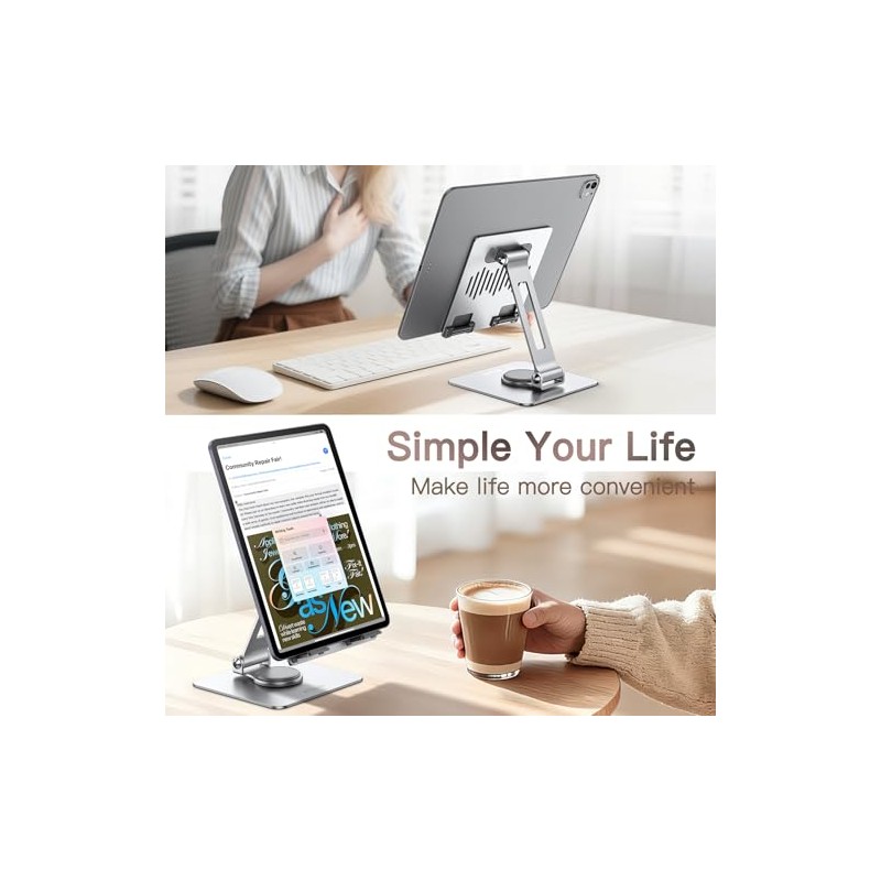 JETech Soporte para Tableta, Base Giratoria de 360°, Plateado