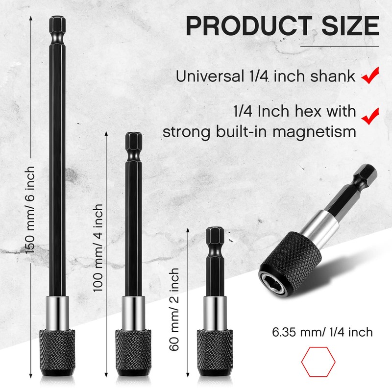 6 Pcs 1/4 Inch Hex Shank Bar Socket Screwdriver Bit