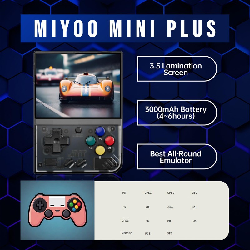 Miyoo Mini Plus, Retro Gaming Console with 64G Memory Card,