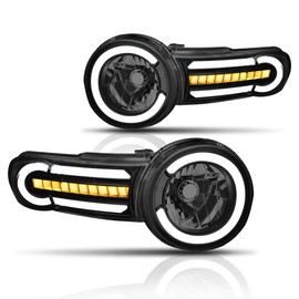 PM PERFORMOTOR LED DRL Sequential Signal Headlights Assembly Compatible with FJ Cruiser 07-14,Smoked Lens/Clear Corner