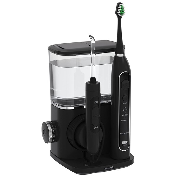 Waterpik CC-01 Complete Care 9.0 Sonic Electric Toothbrush + Water Flosser, Black, 9 Piece Set
